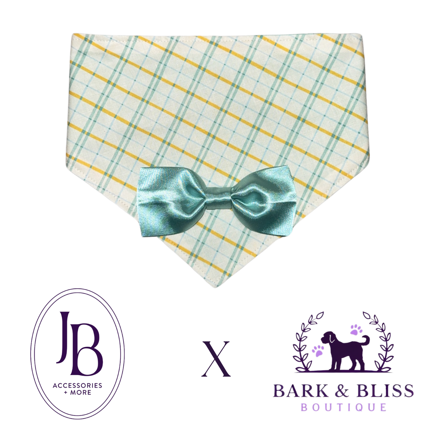 JB X B&B Collab Mint Bow Tie Bandana