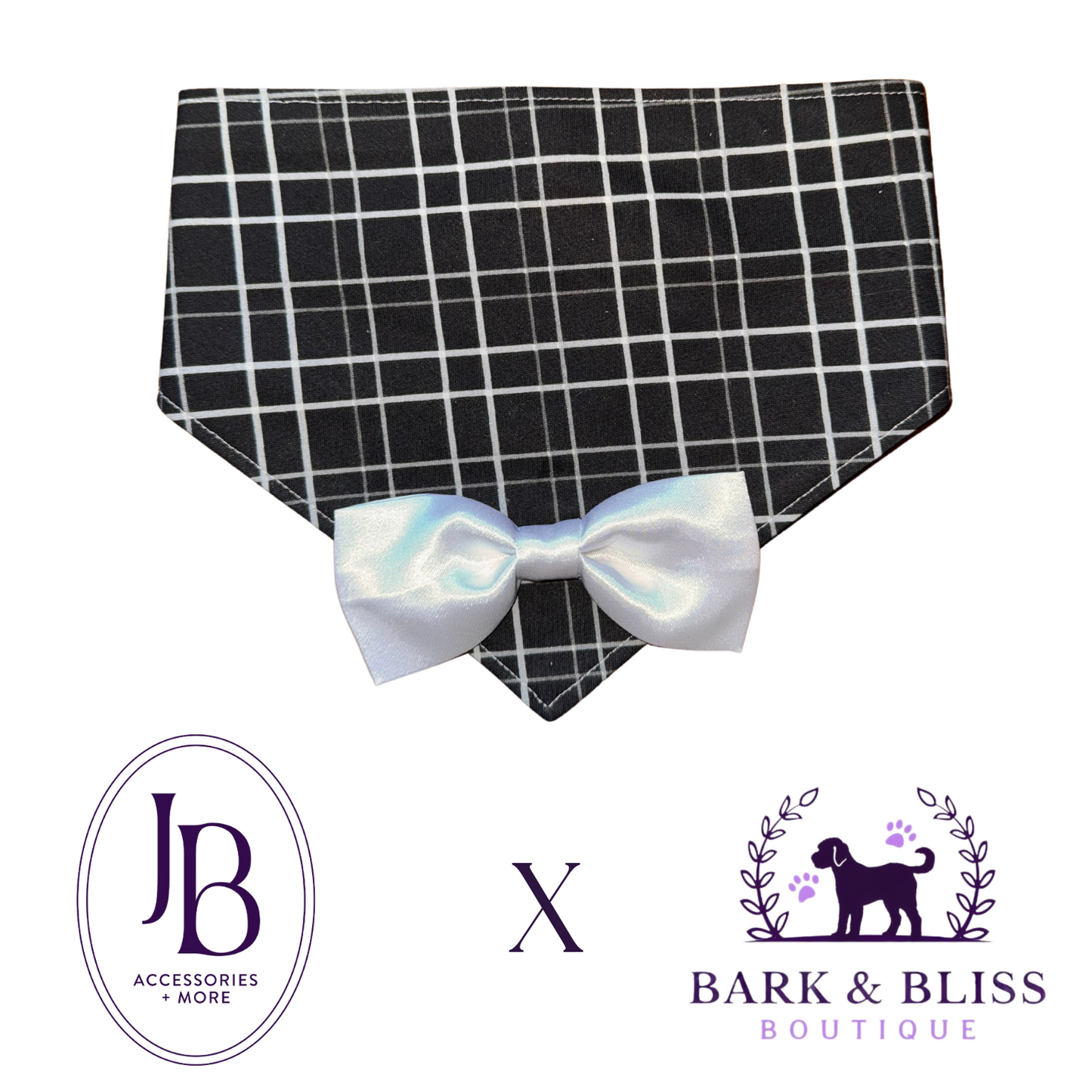 JB X B&B Collab White Bow Tie Bandana