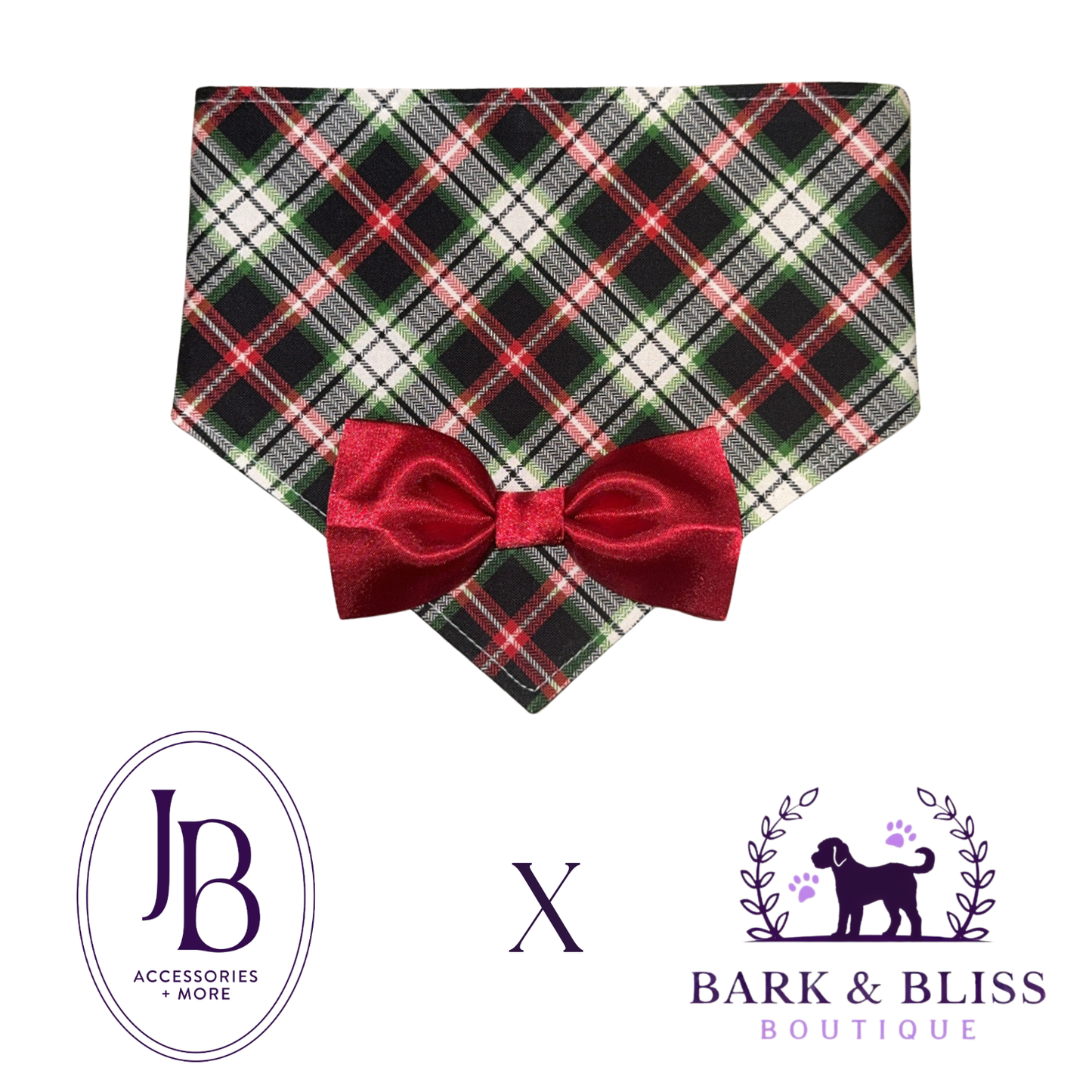 JB X B&B Collab Christmas Red Bow Tie Bandana