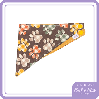 Fall Plaid Pawprint Bandana