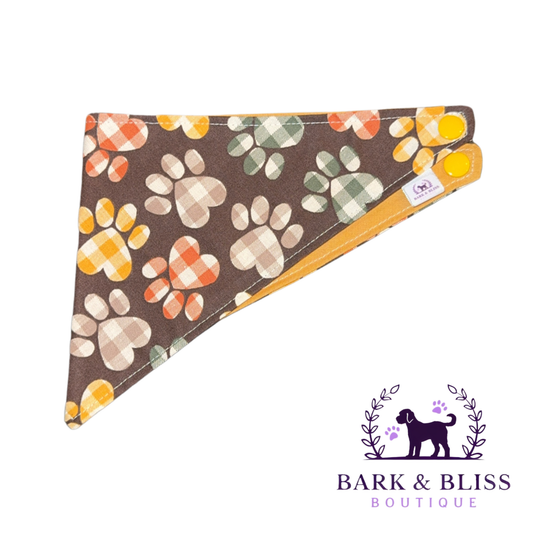 Fall Plaid Pawprint Bandana