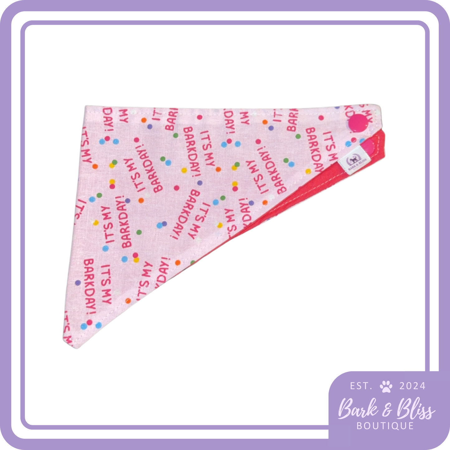 Pink Barkday Bandana