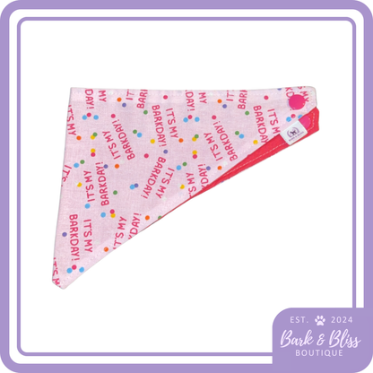 Pink Barkday Bandana