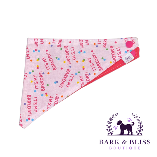 Pink Barkday Bandana