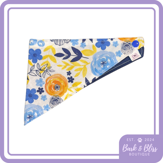 Yellow and Blue Flower Bandana