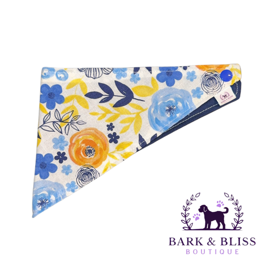 Yellow and Blue Flower Bandana