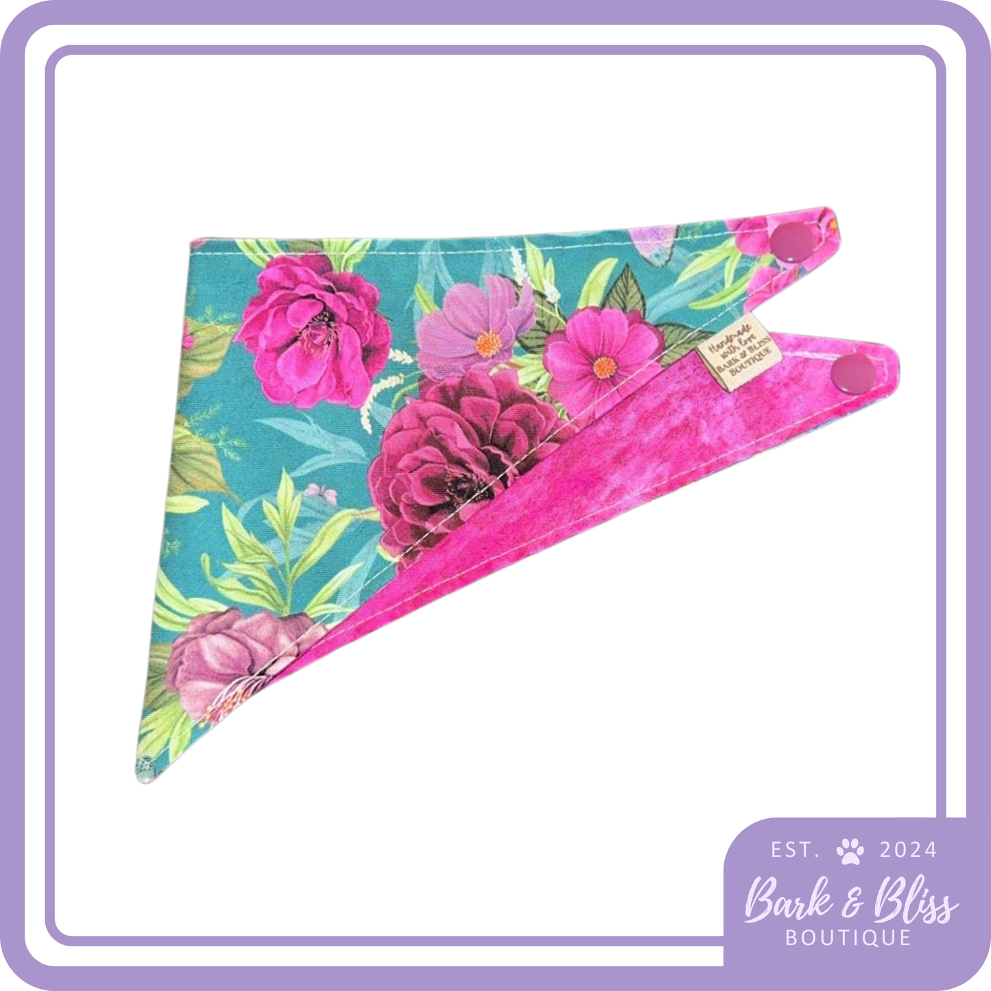 Pink and Teal Floral Bandana