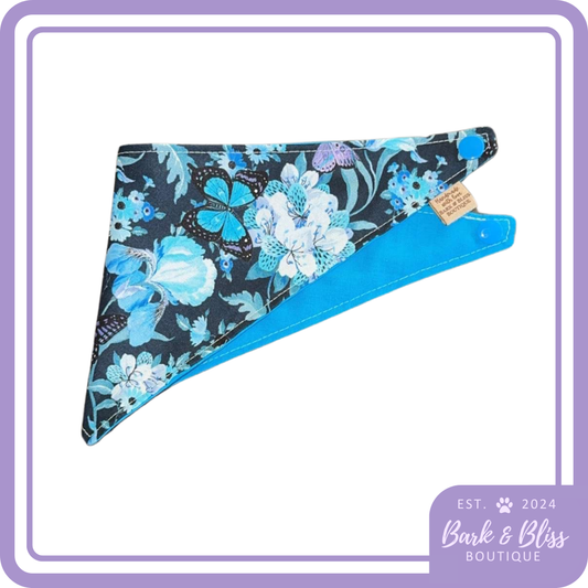 Blue Flowers and Butterflies Bandana