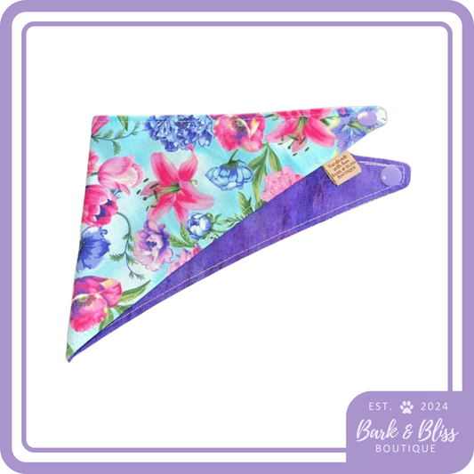 Purple and Fuchsia Floral Bandana