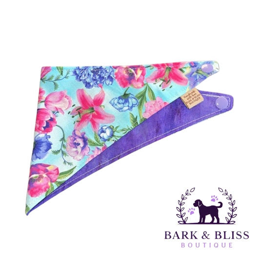 Purple and Fuchsia Floral Bandana