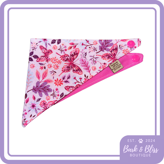 Pink Butterflies and Flowers Bandana