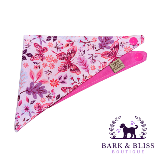 Pink Butterflies and Flowers Bandana