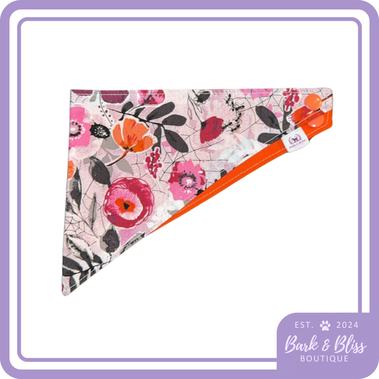 Pink and Black Halloween Flower Bandana