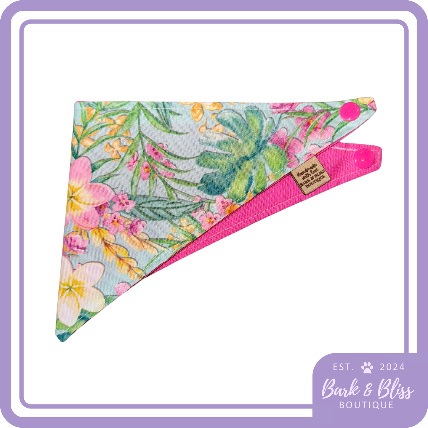 Pink and Blue Floral Bandana