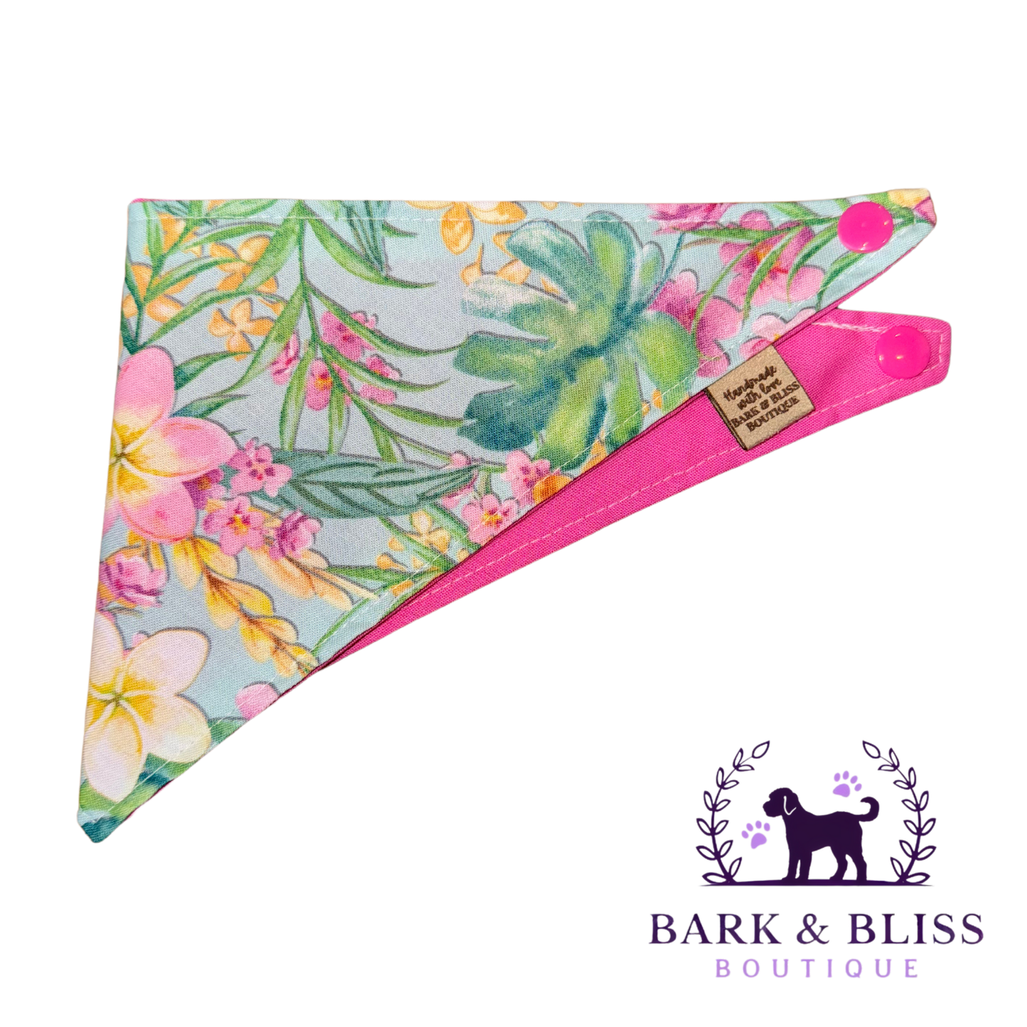 Pink and Blue Floral Bandana