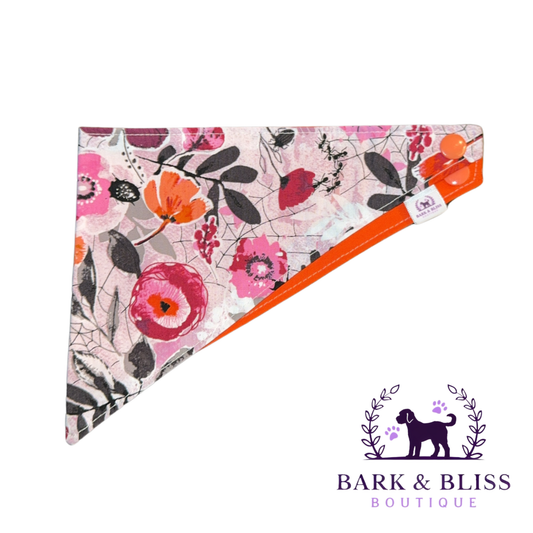 Pink and Black Halloween Flower Bandana