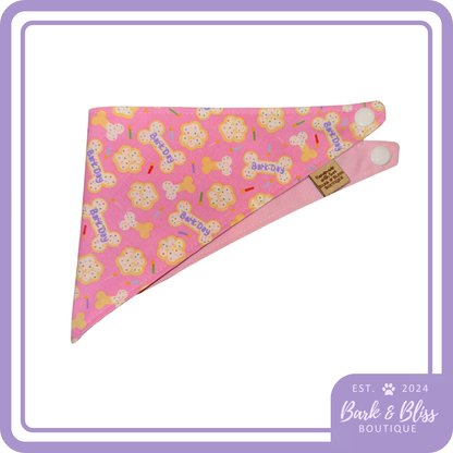 Pink Barkday Bones Bandana