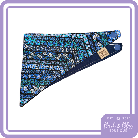 Blue Floral Chevron Bandana