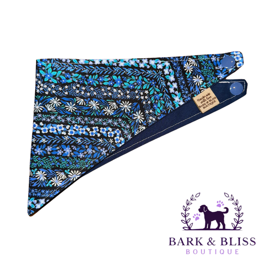 Blue Floral Chevron Bandana