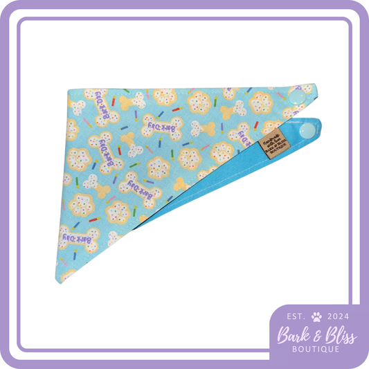Blue Barkday Bones Bandana