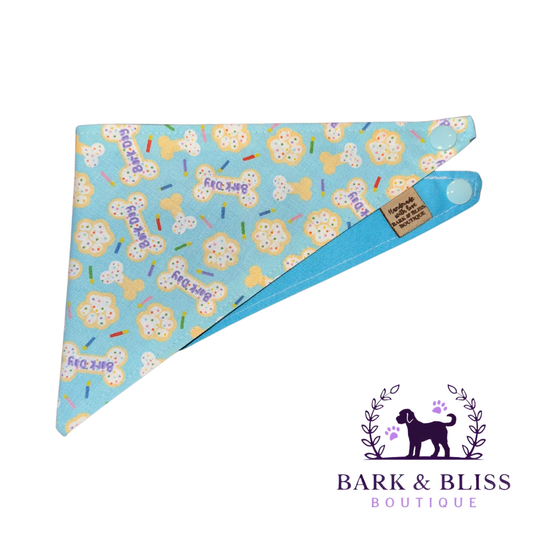 Blue Barkday Bones Bandana