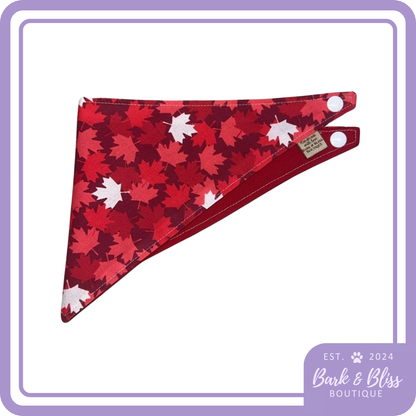 Red and White Maple Leaves Bandana
