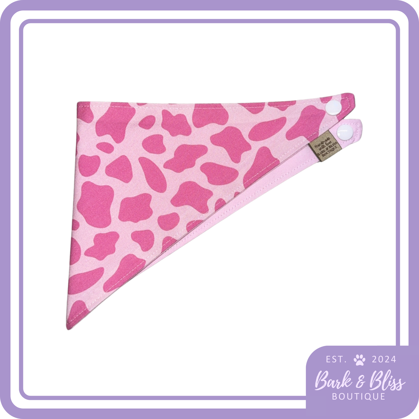 Pink Cow Print Bandana