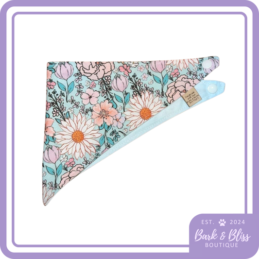 Blue and Pink Floral Bandana