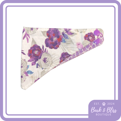 White and Purple Flower Bandana