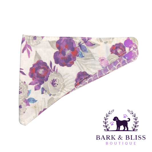 White and Purple Flower Bandana