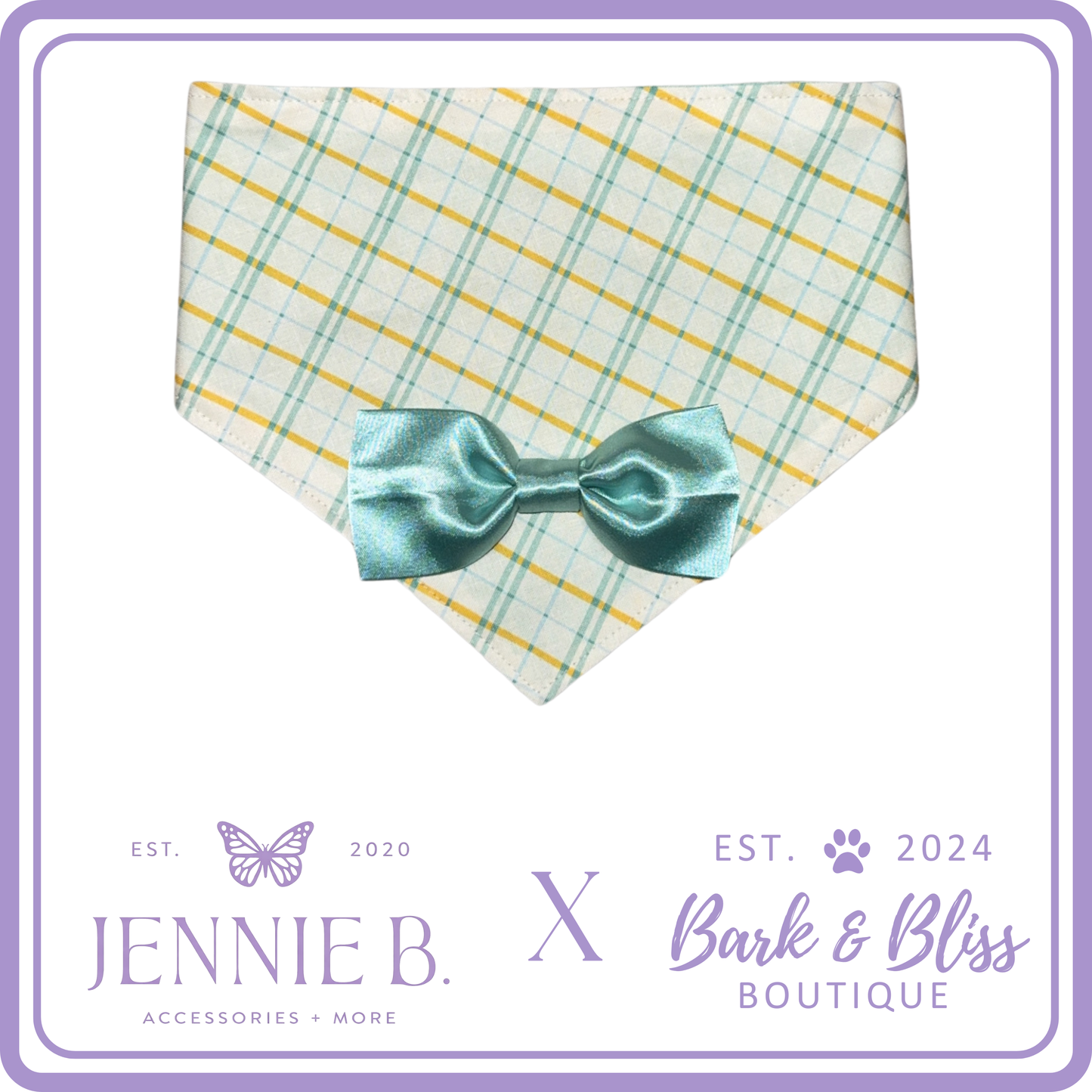 JB X B&B Collab Mint Bow Tie Bandana