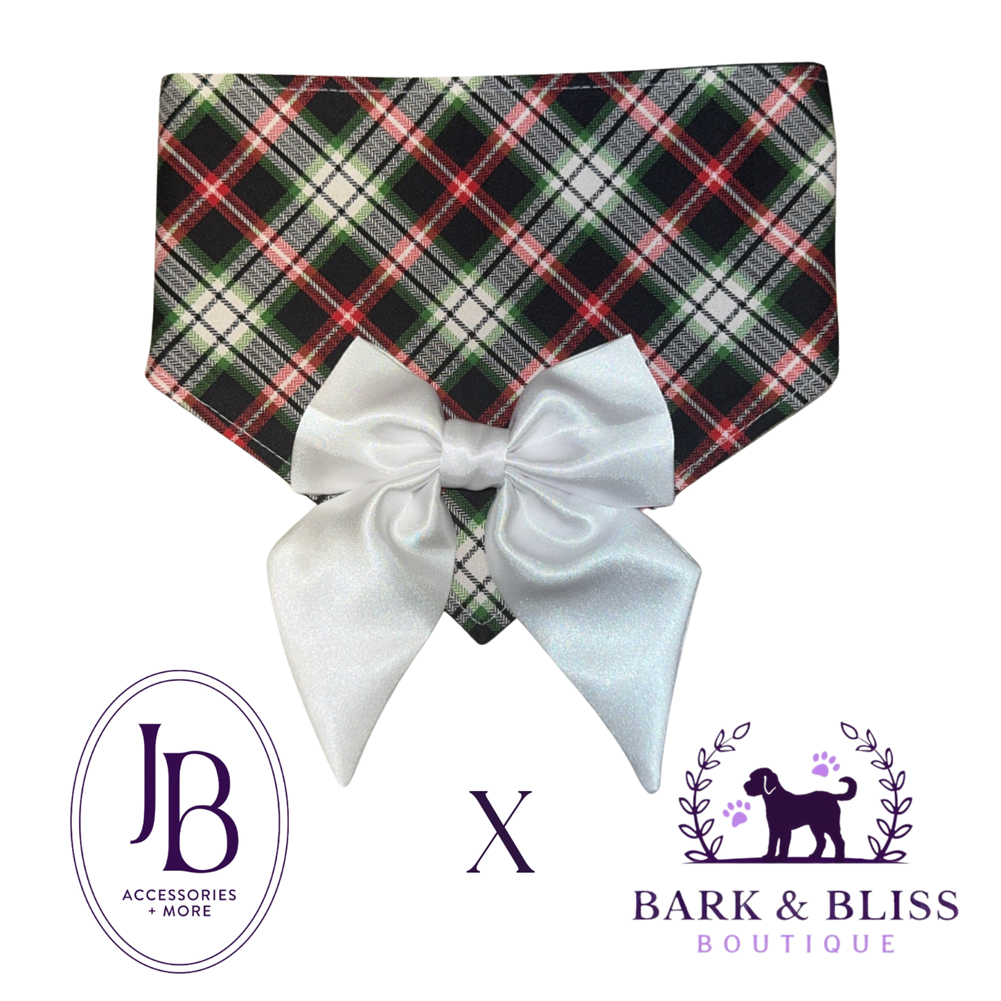 JB X B&B Collab Christmas White Bandana