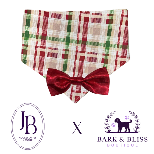 JB X B&B Collab Candy Cane Bow Tie Bandana