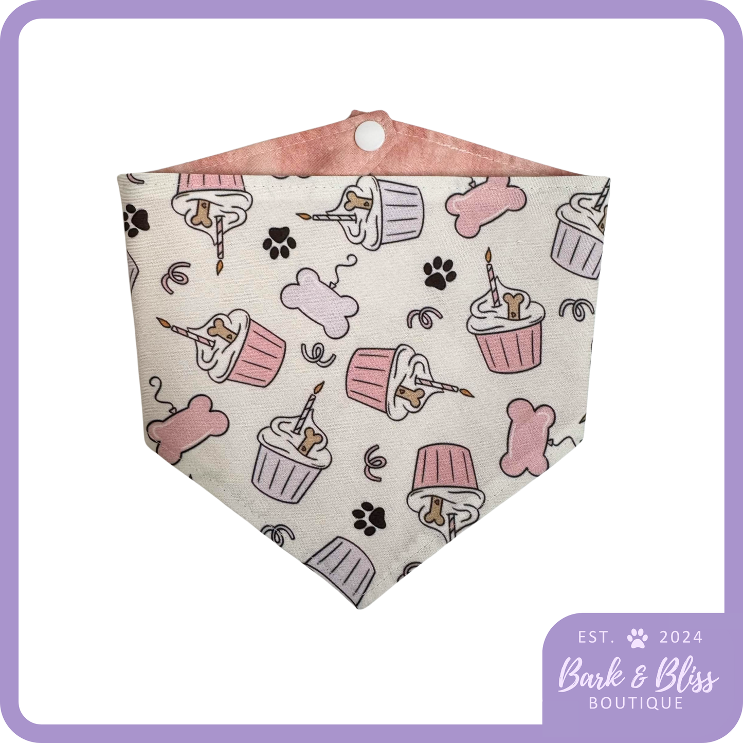 Pink Birthday Cupcakes Bandana