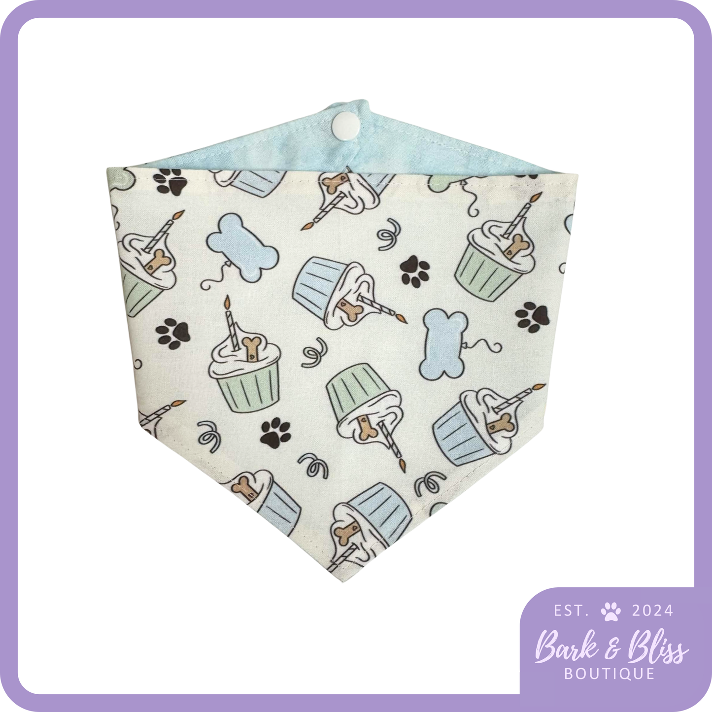 Blue Birthday Cupcakes Bandana