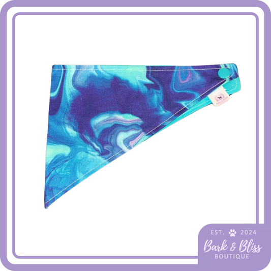 Teal and Purple Marble Bandana