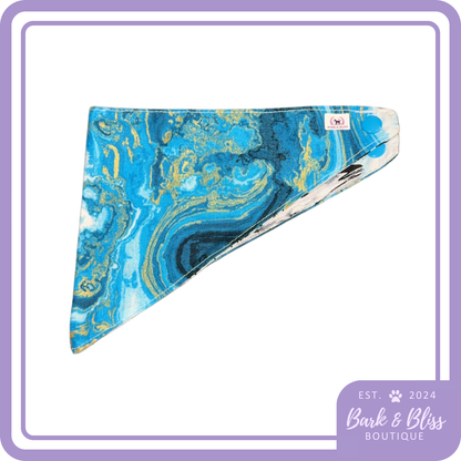 Blue with Gold Marble Bandana