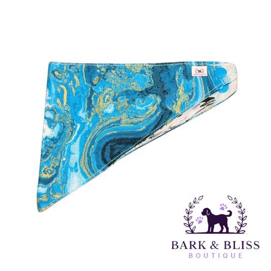 Blue with Gold Marble Bandana