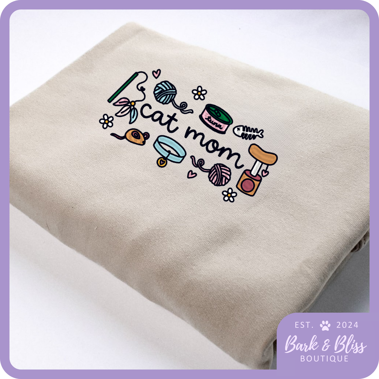 Cat Mom Essentials Embroidered Sweater